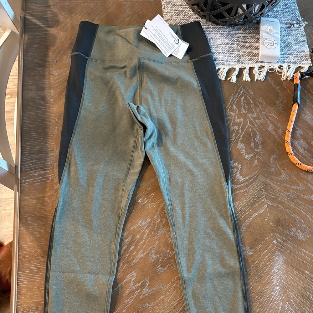 Brand new tags on leggings army green with black on side new with tags